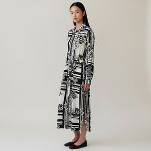 Very Moda - Black Graphic Print Maxi Shirt Dress - Size Small NWT